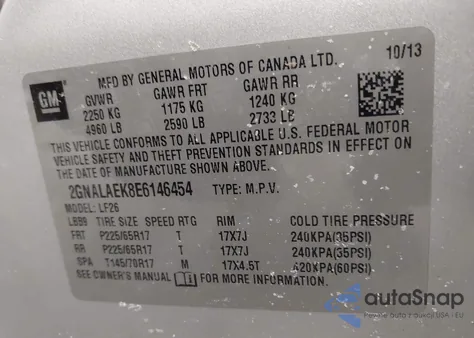 2014 Chevrolet Equinox Ls z USA, uszkodzony, nr VIN 2GNALAEK8E6146454